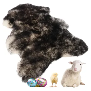 lammfellpark® Weich Schaffell Echt, Premium Lammfell Schwarz Weiß 120-130cm Schaffell Teppich - Echtes Naturfell Weich Flauschig Wollteppich, öko Schafsfelle Echt Fell Deko - Teppich Fell Größe XXL