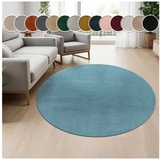 Paco Home Cadiz 630 Kurzflorteppich Ø 120 cm türkis 