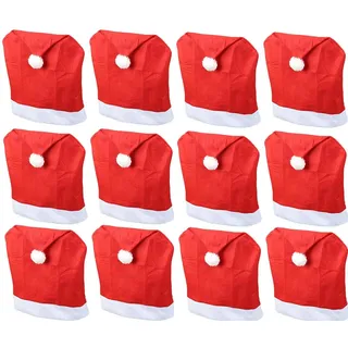 Novaliv 12er Set Stuhlhussen Weihnachten I Rot I Nikolausmütze I Stuhlbezug Weihnachten Deko Weihnachtsmütze Stuhlüberzieher Bezug Stuhl