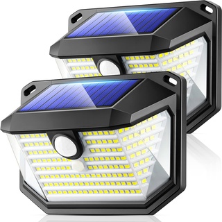CYYSHR Solarlampen für Außen mit Bewegungsmelder, 178 LED Solar Wandleuchte Aussen mit 3 Bewegungserkennungsmodi, IP65 Aasserdichte Aussenleuchte für Gärten, Zäune (2 Stücke)
