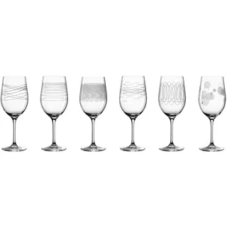 Leonardo Casella Wein-Gläser 6er Set, Kelchgläser mit Mustern, spülmaschinengeeignetes Wein-Glas, Rotwein-Gläser, Weißwein-Kelche, Höhe 22 cm, 430 ml, 061799