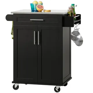 SoBuy Küchenwagen mit 1 Schublade Schwarz 78x46x90cm Funktional