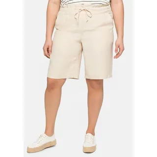 Bermudas SHEEGO "Große Größen" Gr. 46, Normalgrößen, beige (natur) Damen Hosen Kurze im luftig-leichten Leinenmix