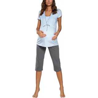 Italian Fashion Stillpyjama | Still Schlafanzug Damen | Schwangerschaft Pyjama | Nachtwäsche für Schwangere | Umstandspyjama Damen | Softes Zweiteiliger Nachtwäsche S-XXL - XXL