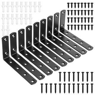 9 STK Regalhalterung Schwarz Regalwinkel Regal, Metallwinkel 90 Grad | Schwerlast Regal Wandhalterung Regalbrett Regalträger, Schwimmende Wandregal Halterung, mit Schrauben, 12,5 x 7,5 x 2 cm