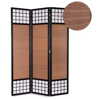 creedwood RAUMTEILER Osaka | 3-teilig, 170x120 cm, Bambus, Reispapier, schwarz | Shoji Paravent, Stellwand, japanische Trennwand, Asia Raumtrenner, Ankleide Faltwand