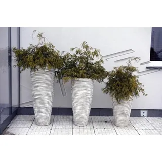 JVmoebel Blumentopf Pflanzkübel aus Keramik in Grau mit dekorativem Design, Made in Europa weiß