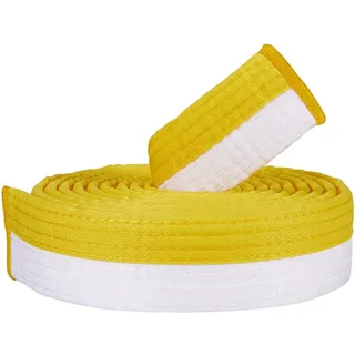 CREATCABIN Gelb-Weißer Jiu-Jitsu-Gürtel,Polyester,Kampfsport-Gürtel,Judo,Jiu-Jitsu,TKD,Aikido,Uniform,Ranglistengürtel,Lang,Weich,Universelle Passform,Gürtel,Taekwondo Für Männer Und Frauen,280cm