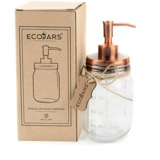 Eco Jars Mason Jar Seifenspender, Kupfer, Roségold, Glas, Vintage, Edelstahl, 500 ml, Einweihungsgeschenkbox