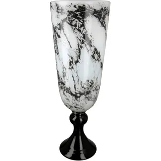 Casablanca by Gilde Tischvase Pokal Vase Trophy, mit Marmorfinish (1 St), dekorative Vase aus Glas, Blumenvase schwarz Ø 16 cm x 45 cm