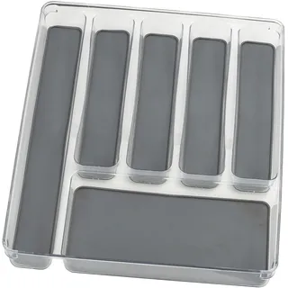 Wenko Besteckkasten 6 Fächer Kunststoff grau/transparent