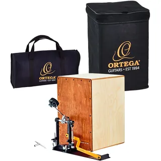 Ortega Guitars Percussion Series Bundle - Cajon und Pedal für den linken Fuß - Stomp Box Set - Inklusive Gigbag und Drum Key (OSTBCJ-BU)