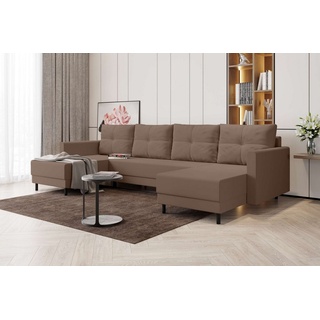 99rooms Wohnlandschaft Selena, U-Form, Eckcouch, Sofa, Sitzkomfort, mit Bettfunktion, mit Bettkasten, Modern Design braun