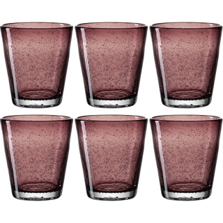 Leonardo Burano Trink-Gläser 6er Set, handgefertigte Wasser-Gläser, spülmaschinengeeignete Gläser, bunte Trink-Becher aus Glas lila 330ml, 034761