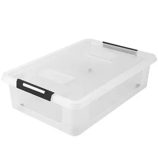 hrb Unterbettkommode transparente Aufbewahrungsbox Rollbar Unterbettbox mit Deckel Click (1 St)