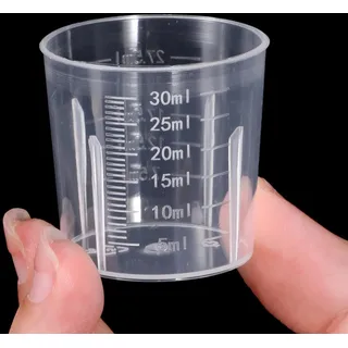 20 Stück 30 ml (1 oz) Messbecher Klein Kunststoff, Mini Transparent Graduierte Medizin Messbecher für Küche Labor Messwerkzeug Becher Backen Kochen Heimwerken, Präzise Stapelbar