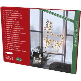 Konstsmide LED Fenstersilhouette, Rentier, 50 warm weiße Dioden, 230V, Innen, weißes Kabel - 2174-010