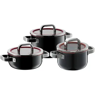 WMF Fusiontec Functional 3-teilig, mit Glasdeckel, Black