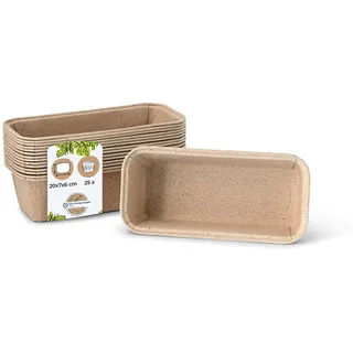 BIOZOYG Kakaopapier-Backformen rechteckig 20 x 7 x 6 cm I ofenfeste Schalen I Kastenform Brotbackform Papier braun I kleine Kuchenformen ausgefallen I Papierbackformen mit edler Struktur 25 Stück