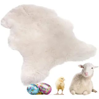 lammfellpark® Weich Schaffell Echt, Premium Lammfell Weiß 80-90cm Schaffell Teppich - Echtes Naturfell Weich Flauschig Wollteppich, öko Schafsfelle Echt Fell Deko - Teppich Fell Größe S