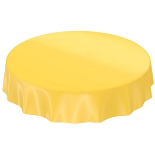 ANRO Tischdecke abwaschbare Tischdecke Uni Gelb Einfarbig Glanz Wachstuch Wachstuchti, Glatt gelb Rund - Ø 140 cm