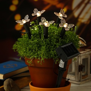 LED Solar Lichterkette Schmetterlinge - 5 Gartenstecker - L: 1,2m - H: 17cm - Lichtsensor - f. Au√üen
