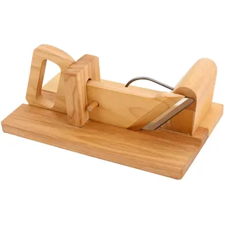 Yikmid, Wurstschneider Guillotine für Zuhause, schnelle und gleichmäßige Wurstscheiben, scharfe Messer, aus massivem Holz, Holzfarbe, Guillotine, Currywurstschneider - 28,5 x 16,5 x 10 cm