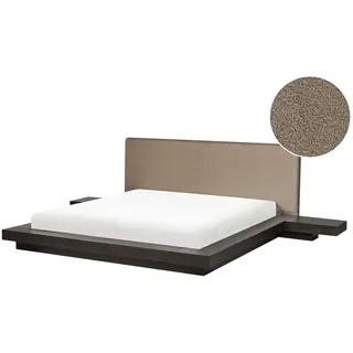 Bett Mit Lattenrost Bouclé Zen 160 X 200 Cm Dunkle Esche