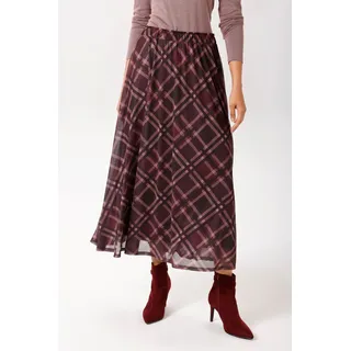Maxirock ANISTON CASUAL, Damen, Gr. 40, rot (bordeaux, dunkelbordeaux, weinrot, malve, beige), Netz, Obermaterial: 95% Polyester, 5% Elasthan. Futter: 100% Polyester, kariert, figurumspielend knöchelfrei, Röcke Maxirock, im farbharmonischen Karo-Dessin - NEUE KOLLEKTION