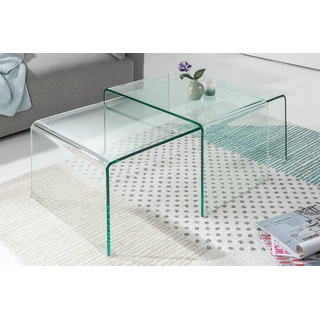 riess-ambiente Couchtisch FANTOME 100cm transparent (Set, 2-St), Wohnzimmer · Glas · eckig · Modern Design grün