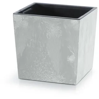 KAGM Pflanzkübel 2er SET Moderner Blumenkübel eckig mit Einsatz Steinoptik Kunststoff (inkl. Pflanzeinsatz) grau 19 l | 29.5 cm x 29 cm x 29.5 cm