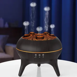 Flammen Aroma Diffuser, 250mL Luftbefeuchter Schlafzimmer, 2 Spray Muster DuftöL Diffuser,Air Diffuser Humidifier mit 7 Farben LED-Licht & Timing-Funktion Defuser für Kinder