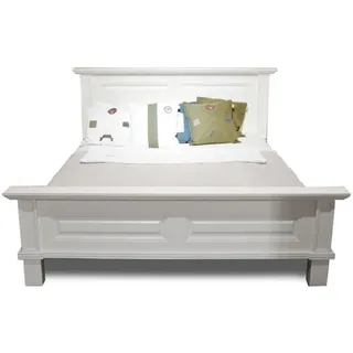 Casa Padrino Landhausstil Doppelbett Weiß 200 x 200 x H. 110 cm - Massivholz Bett - Landhausstil Schlafzimmer Möbel