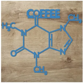 Namofactur 3D-Wandtattoo 'Coffee' aus Holz Wandbild Kaffee Caffé Wanddeko Café Dekoration, außergewöhnliches Geschenk Coffee Junkie, but first coffee Holzkunst blau