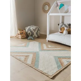 benuta Kinderteppich Frieda, rechteckig, Höhe: 5 mm, Kunstfaser, Berber, Ethno-Style, Wohnzimmer grün 80 cm x 120 cm x 5 mm