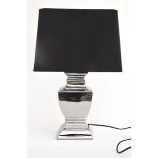 DRULINE Lampe Tischlampe Flach Tischleuchte Silber Schwarz Lampe eckig