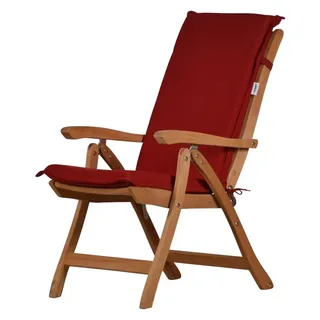 Kai Wiechmann Gartenstuhl Set Teak Hochlehner Pisa mit Auflage premium, massives Teakholz, robust, pflegeleicht und langlebig rot