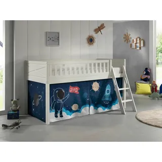 Vipack Spielbett, Weiß, Holz, Kiefer, massiv, Weltall, Höhe ca. 20 cm, 90x200 cm, Kinder- & Jugendzimmer, Kindermöbel, Kinderbetten, Spielbetten