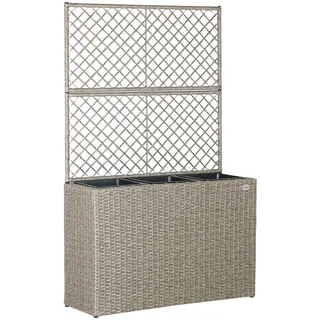 Casaria Casaria Polyrattan Blumenkasten mit Rankgitter Creme