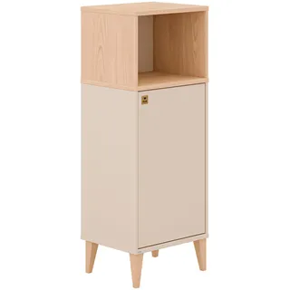 Highboard PAIDI "MILA & BEN Steiff by PAIDI in Beige, inkl. Spielkiste mit Deckel", beige (cashmere, beige, scandinavian, wood), B:48,4cm H:129,6cm T:40,1cm, Holzwerkstoff, Sideboards, Highboard, stabiles Sideboard mit Massivholz-Füßen, 129 cm Breite