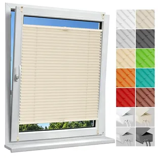 Allesin Plissee ohne Bohren Plissees Klemmfix Beige 65x150cm(BxH), Plisseerollo Faltrollo mit Klemmträger, Jalousie Rollos für Fenster und Tür, Sichtschutz und Sonnenschutz