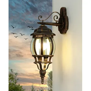 Nostalgische Außenlampe "Brest" Aluminium Glas Kupfer H: 51,5 cm IP44 Wandleuchte Terrasse - Kupfer