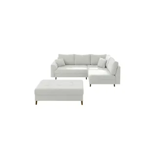 S-STYLE Ecksofa mit Hocker  Lars , weiß , Maße (cm): B: 231 H: 81