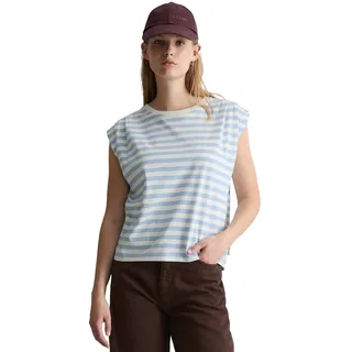 Shirttop MARC O'POLO DENIM, Damen, Gr. XXL, sanftes weiß, Jersey, Obermaterial: 100% Baumwolle, geringelt, normal normal, Rundhals, Tops Shirttop