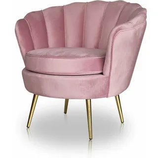 Vintage Muschel Sessel Samt Alt Rosa auf goldenem Fuß. Sehr Edel.