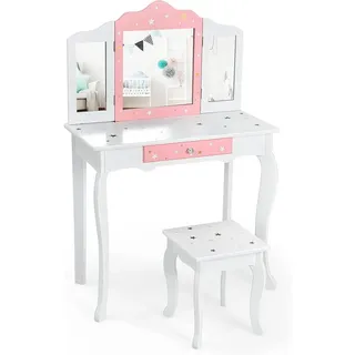 Costway Kinderschminktisch 70 x 105 x 34 cm MDF weiß
