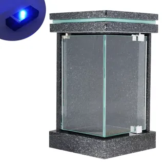 Grab-Lampe Granit Star Galaxy mit LED Friedhofs-Laterne Grab-Schmuck Ecktür Glas