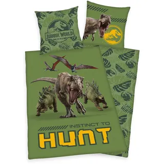Herding Jurassic World T-Rex Dinosaurier Wende Bettwäsche, 80 x 80 cm + 135 x 200 cm