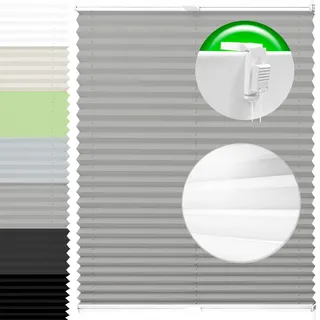 Horivert Plissee Pliseerollo mit Klemmträger Ohne Bohren Stoff Fensterrollo Klemmfix Faltrollo Jalousie Sonnenschutz Blickdicht 65x230 cm