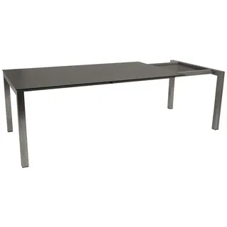 DEGAMO Sydney Ausziehtisch 180/240 x 100 x 75 cm Edelstahl gebürstet/3D Keramikoptik anthrazit